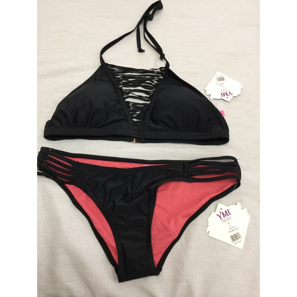 NWT YMI WOMENS 2 PIECE CAGED BIKINI SWIMSUIT SIZE L